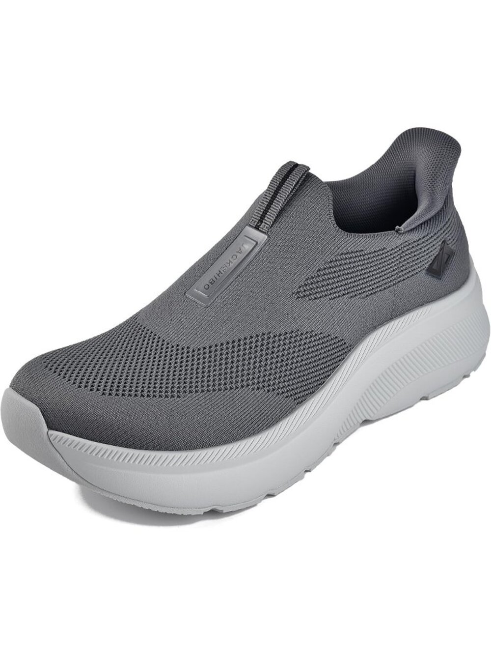 Men's Dark Gray Wide Toe Breathable Lacing Free Orthopedic Walking Sneaker